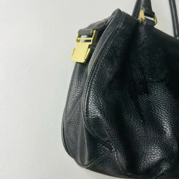 STEVE MADDEN Women's Black Embossed Faux Leather Gold Accent Handbag Purse - Picture 6 of 12